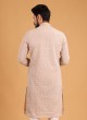 Lucknowi Work Kurta Pajama In Golden Color