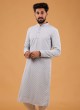 Lucknowi Kurta Pajama In Grey Color