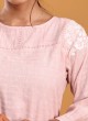 Peach Solid Embroidery Detailed Tunic