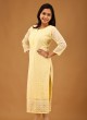 Chiffon Fabric Kurti In Lemon Color