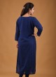 Lucknowi Straight Kurti In Navy Blue Color