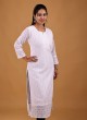 Simple Lucknowi Kurti In White Color