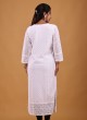 Simple Lucknowi Kurti In White Color