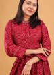 Bandhani Printed Long Kurti In Pink Color