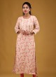 Floral Printed Kurti In Peach Color