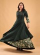 A-Line Kurti In Bottle Green Color