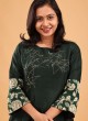 A-Line Kurti In Bottle Green Color