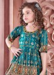 Dark Teal Blue Silk Readymade Sharara Style Suit