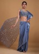 Designer Sraee In Powder Blue Color