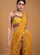 Mustar Yellow Sharara Style Designer Saree