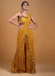 Mustar Yellow Sharara Style Designer Saree