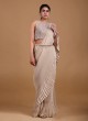 Readymade Designer Saree In Ivory Color