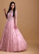 Baby Pink Stone Work Net Designer Gown