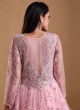 Baby Pink Stone Work Net Designer Gown