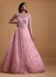 Baby Pink Stone Work Net Designer Gown