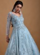Sky Blue Net Designer Gown