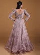 Lavender Gown In Georgette With Mirror Work