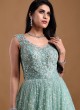 Reception Wear Gown In Sea Green Color