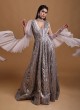 Sequins Work Designer Gown In Grey Color