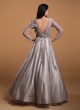 Net Designer Gown In Grey Color