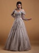 Net Designer Gown In Grey Color