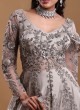 Net Designer Gown In Grey Color