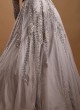 Net Designer Gown In Grey Color