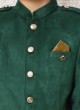 Velvet Jodhpuri Suit In Green Color