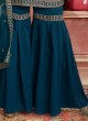 Brocade Silk Gharara Suit In Rama Blue
