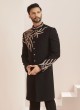 Black Embroidered Indowestern Set In Imported Fabric