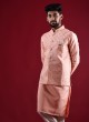 Art Silk Mirror Work Nehru Jacket Suit