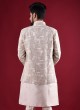 Brocade Silk Nehru Jacket Suit In Cream Color