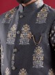 Flower Print Nehru Jacket Suit For Wedding