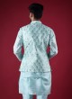 Art Silk Sequins Work Nehru Jacket Suit