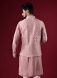 Thread Work Onion Pink Nehru Jacket Suit