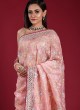 Embroidery Saree In Light Pink Color