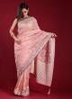 Embroidery Saree In Light Pink Color