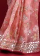 Embroidery Saree In Light Pink Color