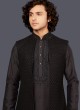 Black Color Thread Work Nehru Jacket Suit