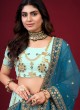 Designer Aqua Blue Faux Georgette Lehenga Choli