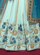 Designer Aqua Blue Faux Georgette Lehenga Choli