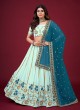 Designer Aqua Blue Faux Georgette Lehenga Choli