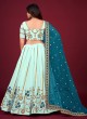 Designer Aqua Blue Faux Georgette Lehenga Choli