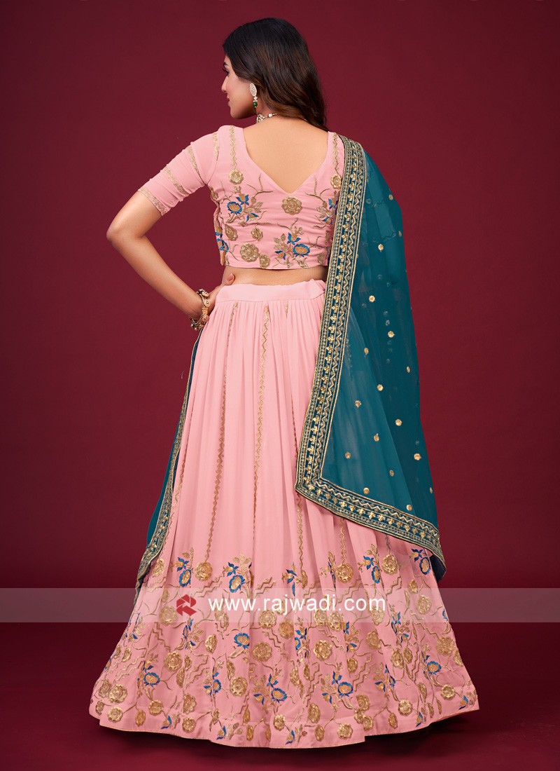 Pink Faux Georgette Kids Lehenga Choli 264227