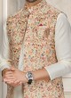 Resham Work Wedding Nehru jacket Suit