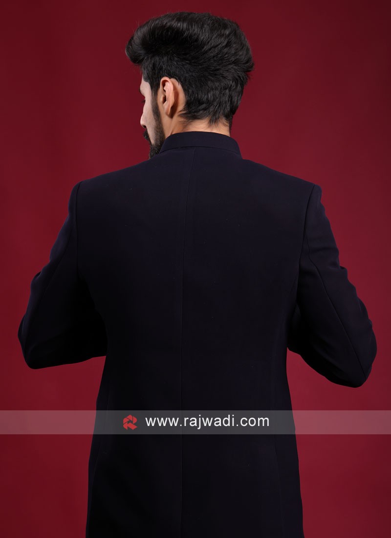 Japan Lachka Navy Blue Jodhpuri Suit