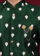 Designer Thread Work Indowestern In Green Color