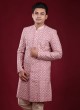 Thread Work Indowestern In Dark Pink