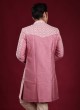 Thread Work Indowestern In Dark Pink