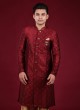 Sequins Work Indowestern In Maroon Color